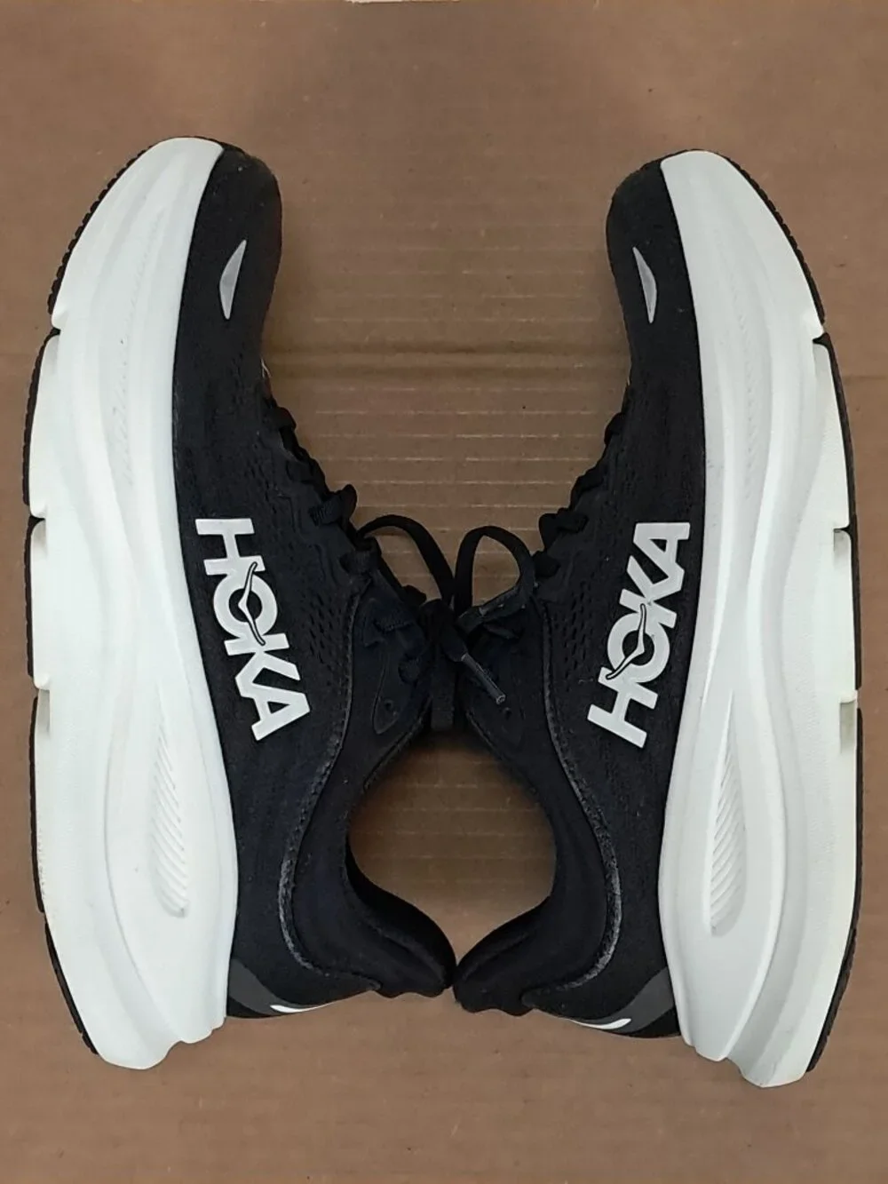Hoka Bondi 9 Shoes Men 8.5 D Black White Athletic Running Sneakers 1162011 BWHT